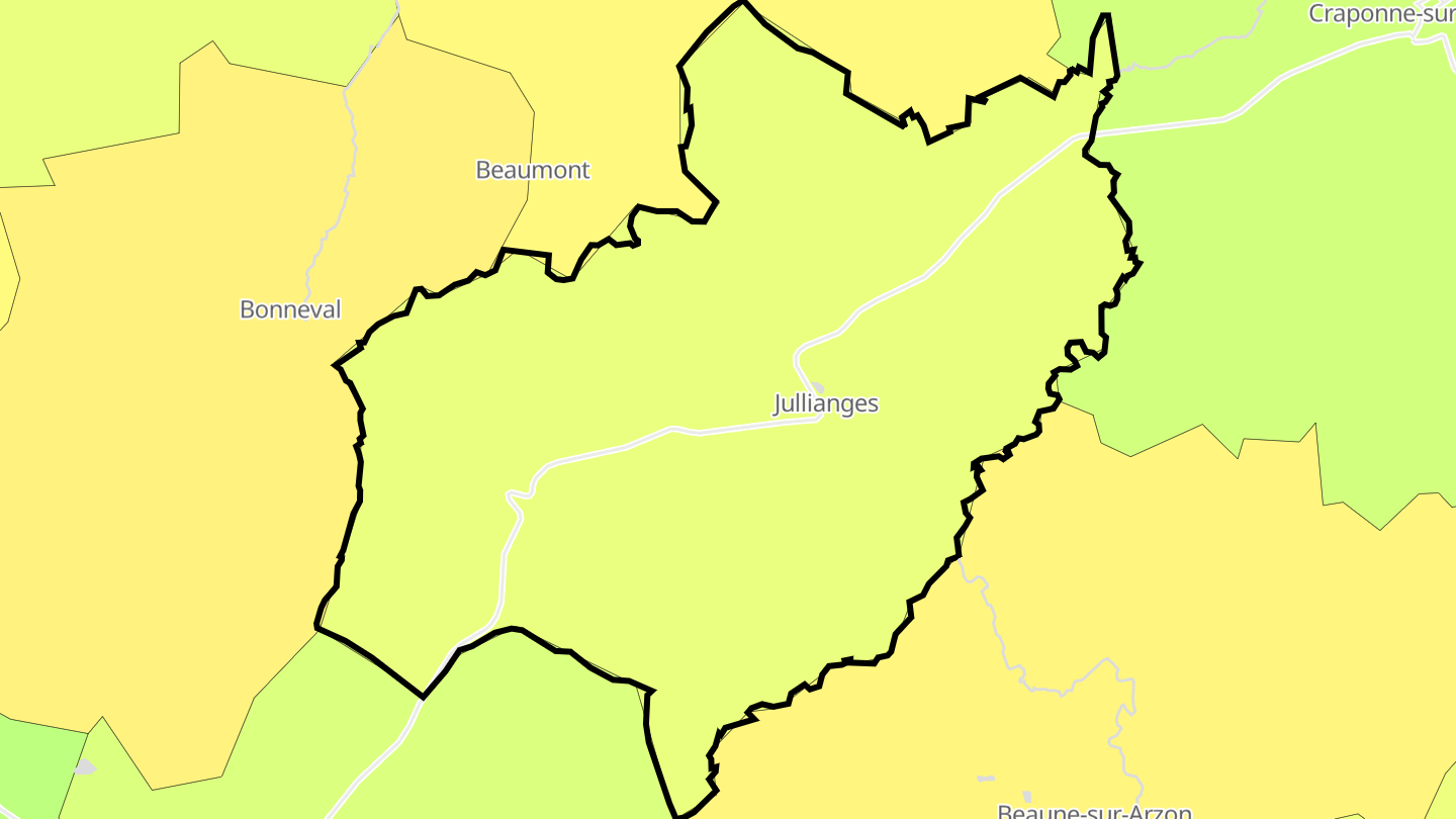 Carte des prix de l'immobilier Jullianges