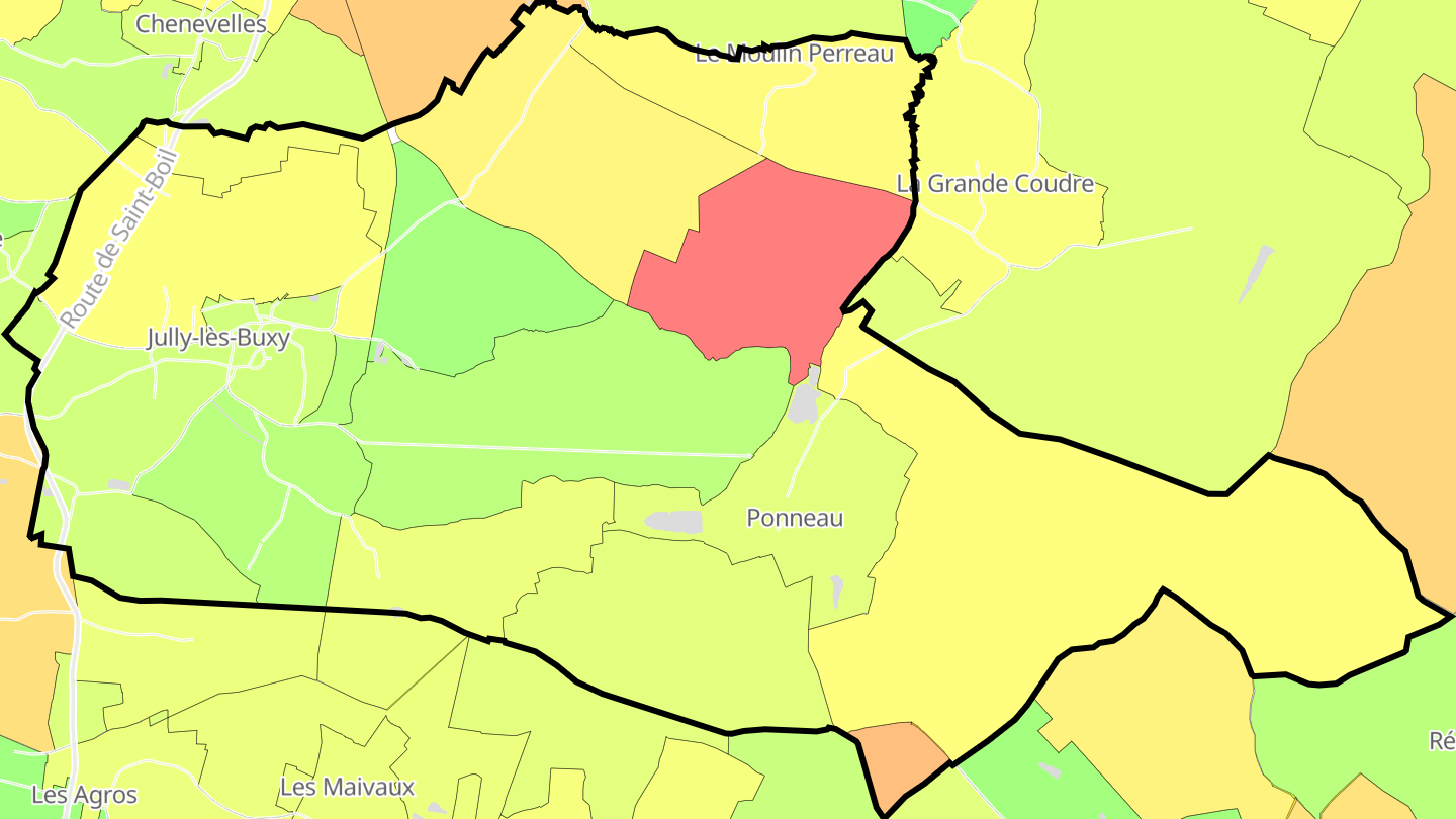 Carte des prix de l'immobilier Jully-lès-Buxy