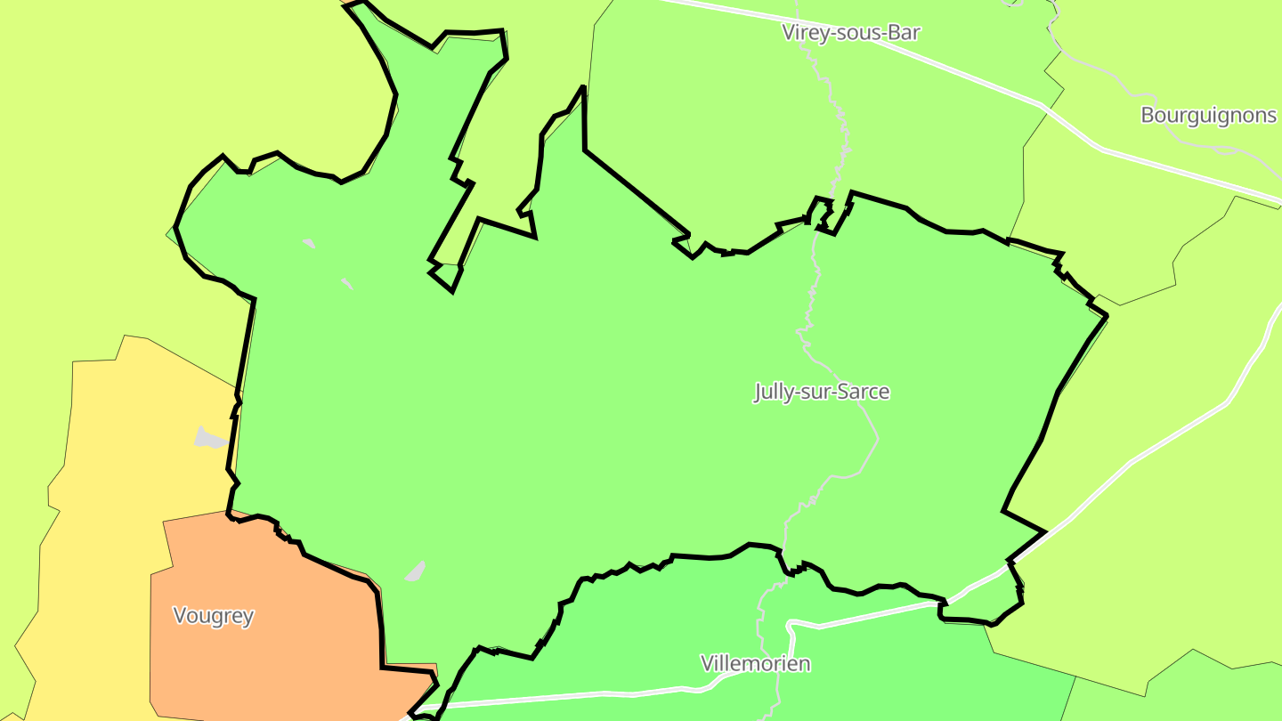 Carte des prix de l'immobilier Jully-sur-Sarce