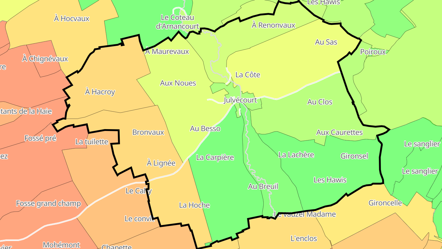 Carte des prix de l'immobilier Julvécourt