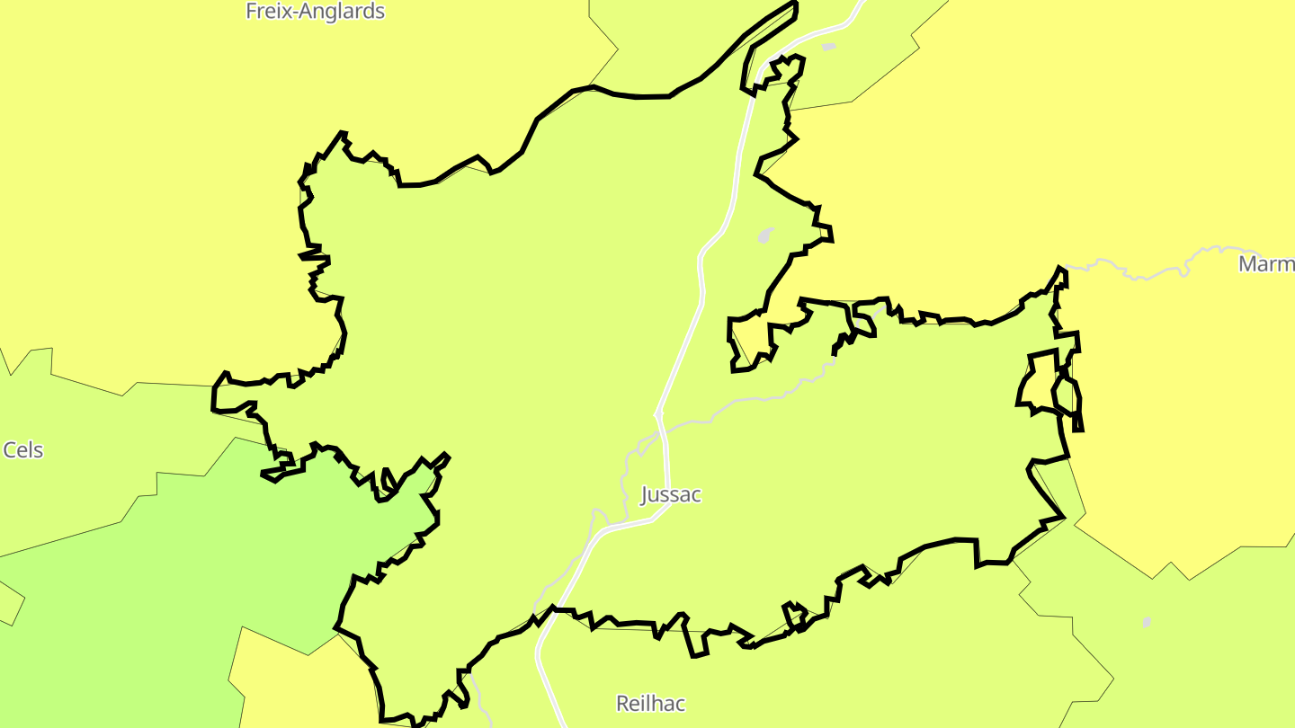Carte des prix de l'immobilier Jussac