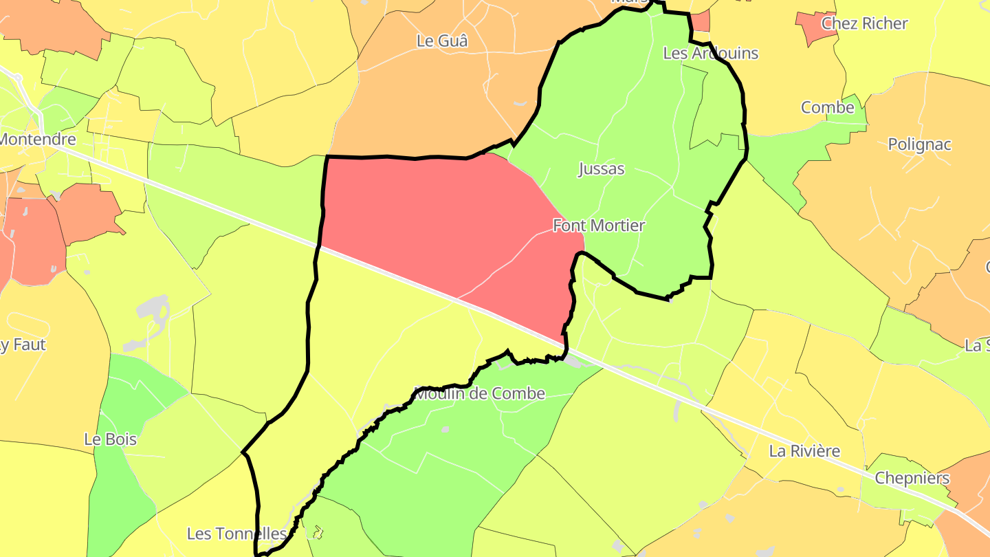 Carte des prix de l'immobilier Jussas