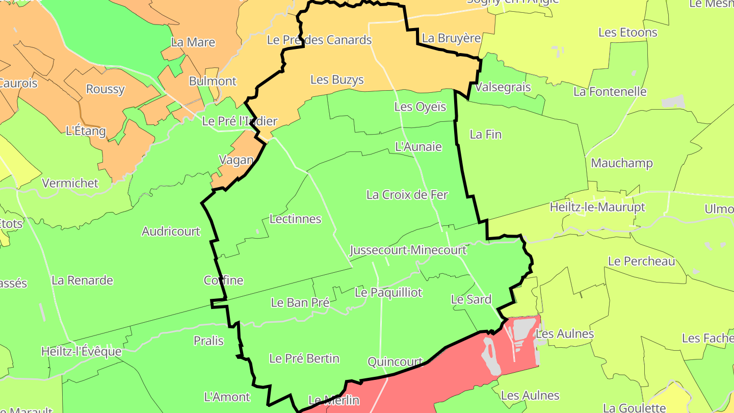 Carte des prix de l'immobilier Jussecourt-Minecourt