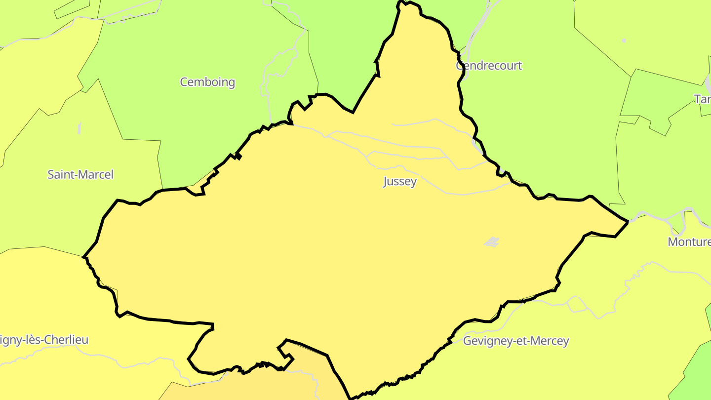 Carte des prix de l'immobilier Jussey