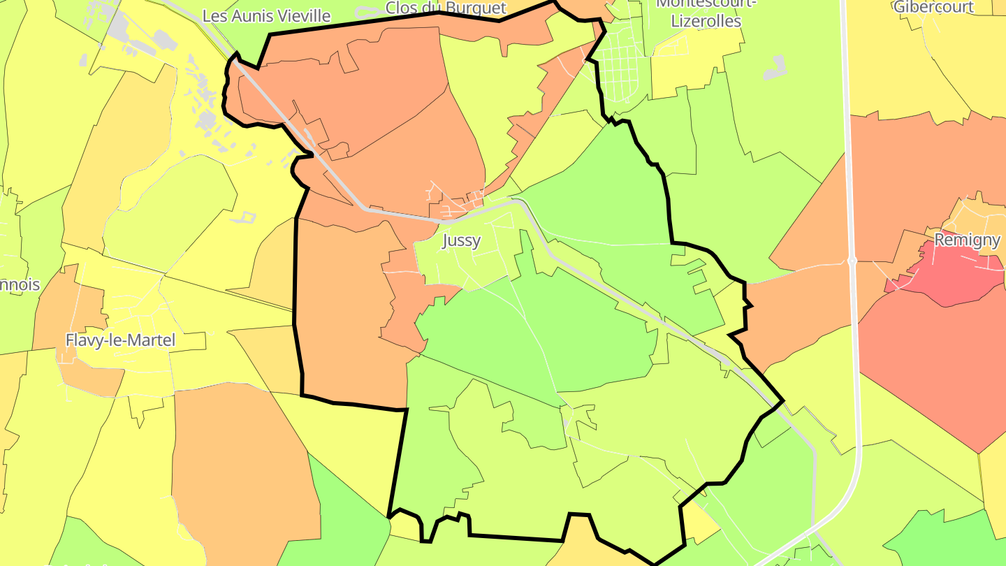 Carte des prix de l'immobilier Jussy