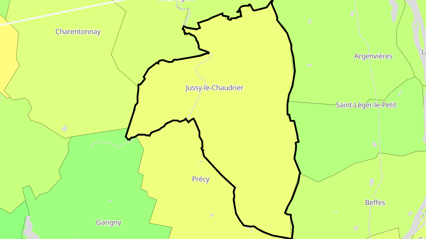 Carte des prix de l'immobilier Jussy-le-Chaudrier