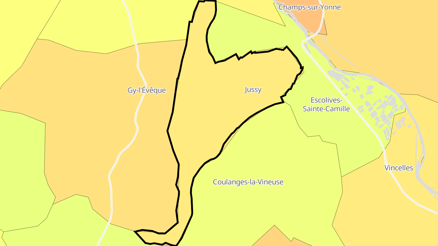 Carte des prix de l'immobilier Jussy