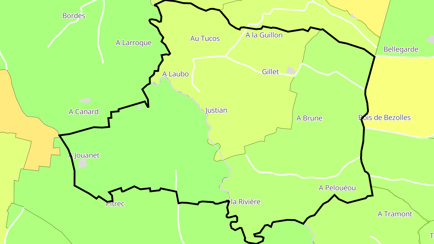 Carte des prix de l'immobilier Justian