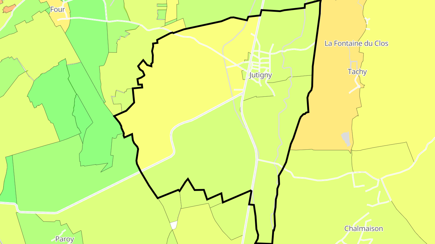 Carte des prix de l'immobilier Jutigny
