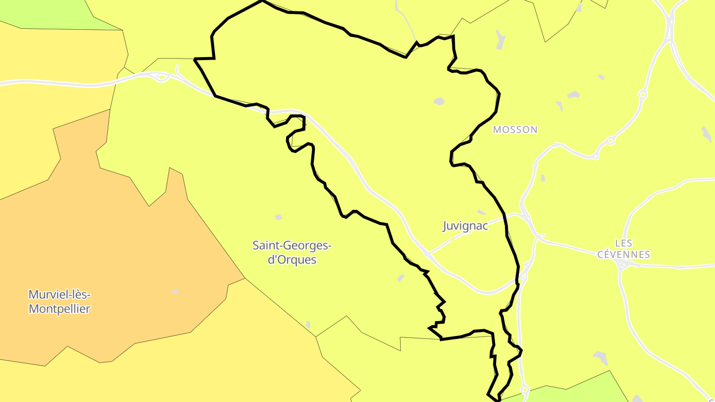 Carte des prix de l'immobilier Juvignac