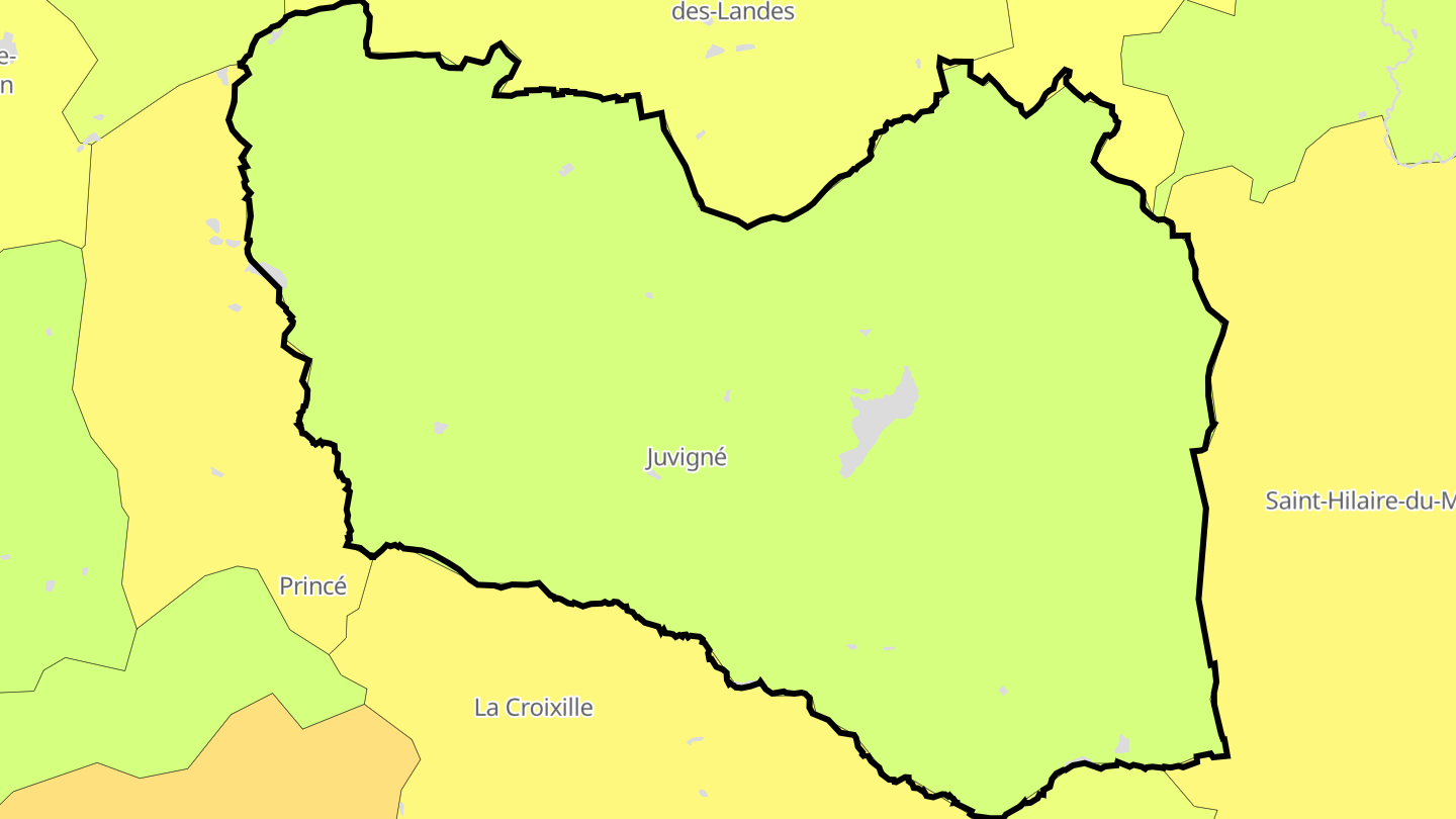Carte des prix de l'immobilier Juvigné
