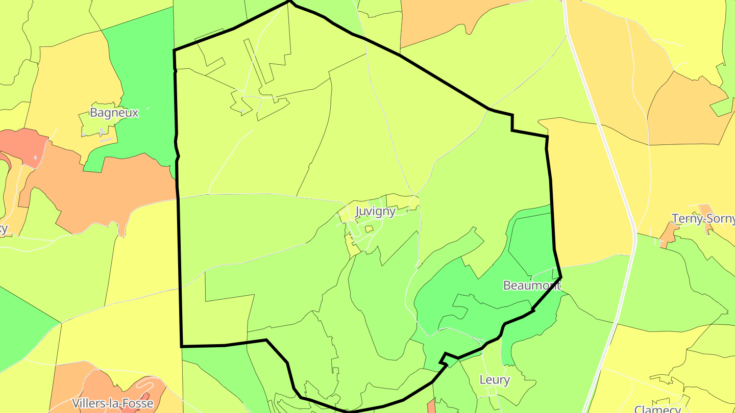Carte des prix de l'immobilier Juvigny