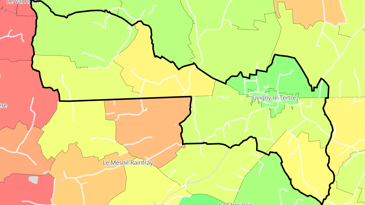 Carte des prix de l'immobilier Juvigny-le-Tertre
