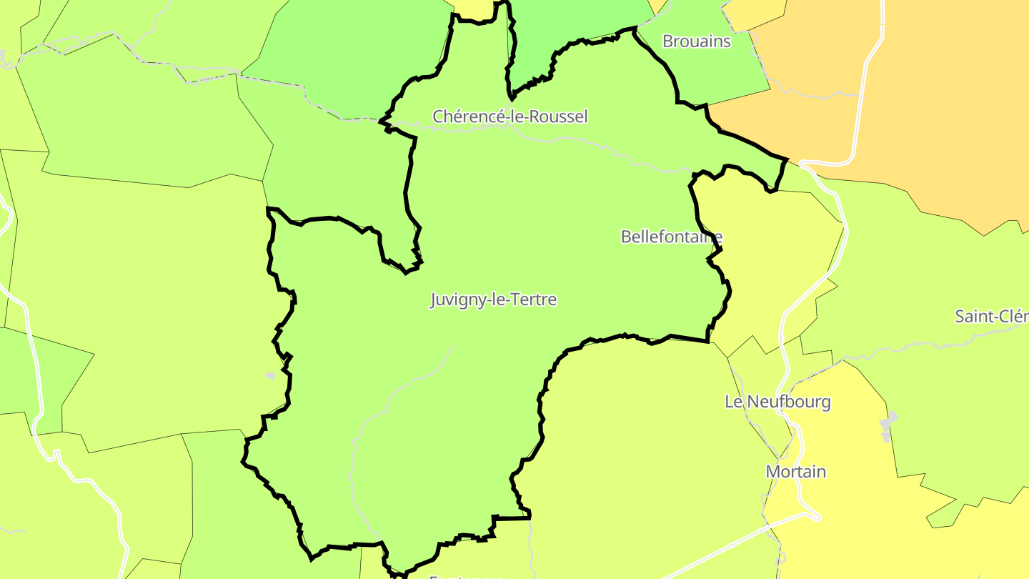 Carte des prix de l'immobilier Juvigny les Vallées