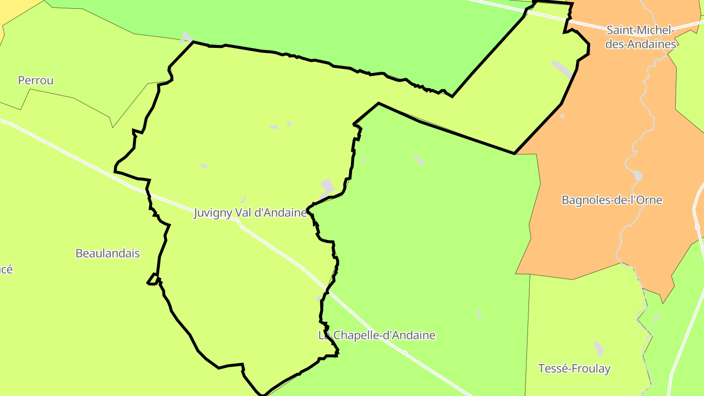Carte des prix de l'immobilier Juvigny-sous-Andaine
