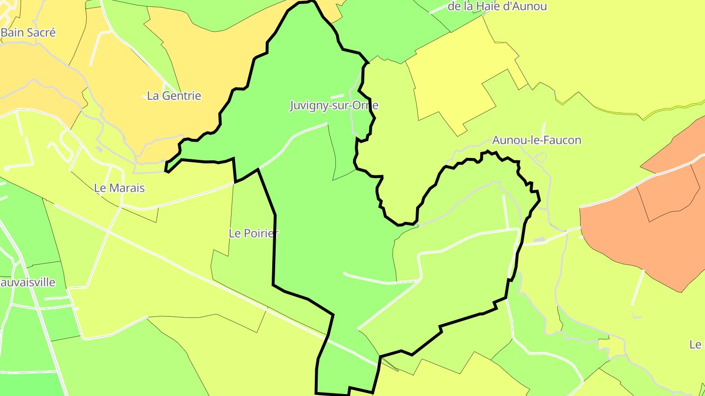 Carte des prix de l'immobilier Juvigny-sur-Orne