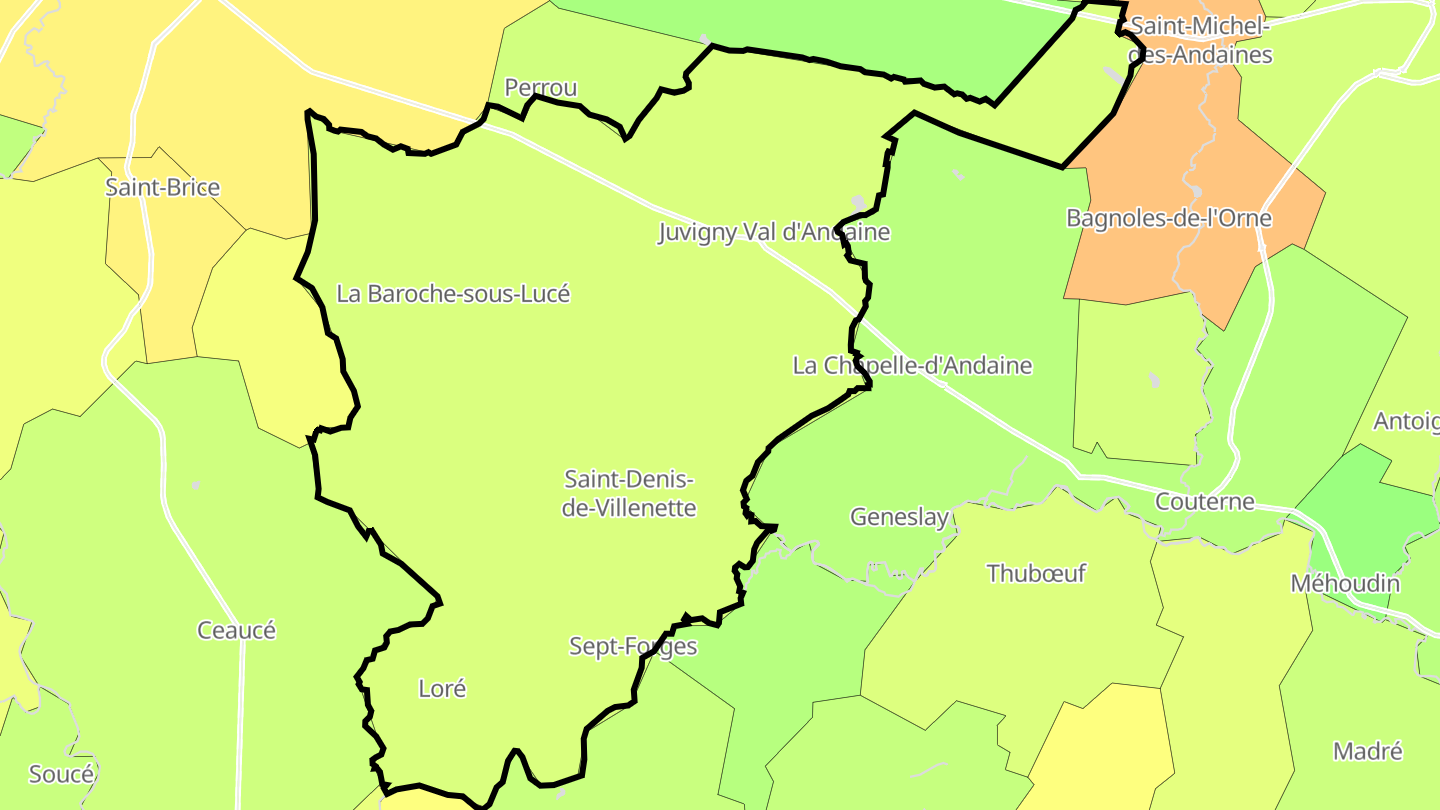 Carte des prix de l'immobilier Juvigny-Val-d'Andaine