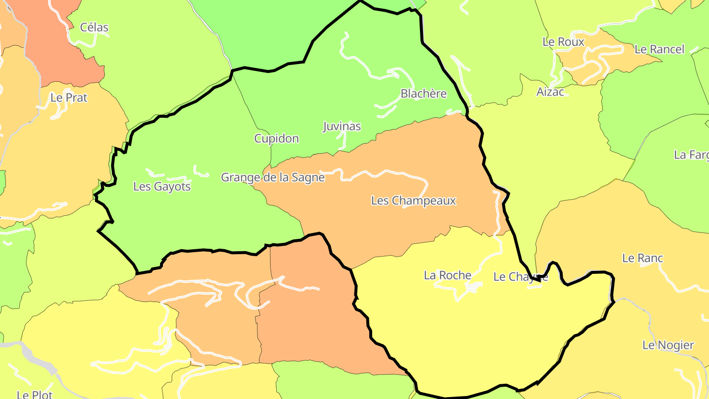 Carte des prix de l'immobilier Juvinas
