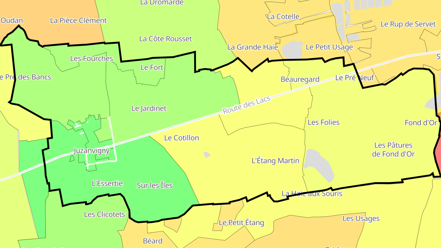 Carte des prix de l'immobilier Juzanvigny