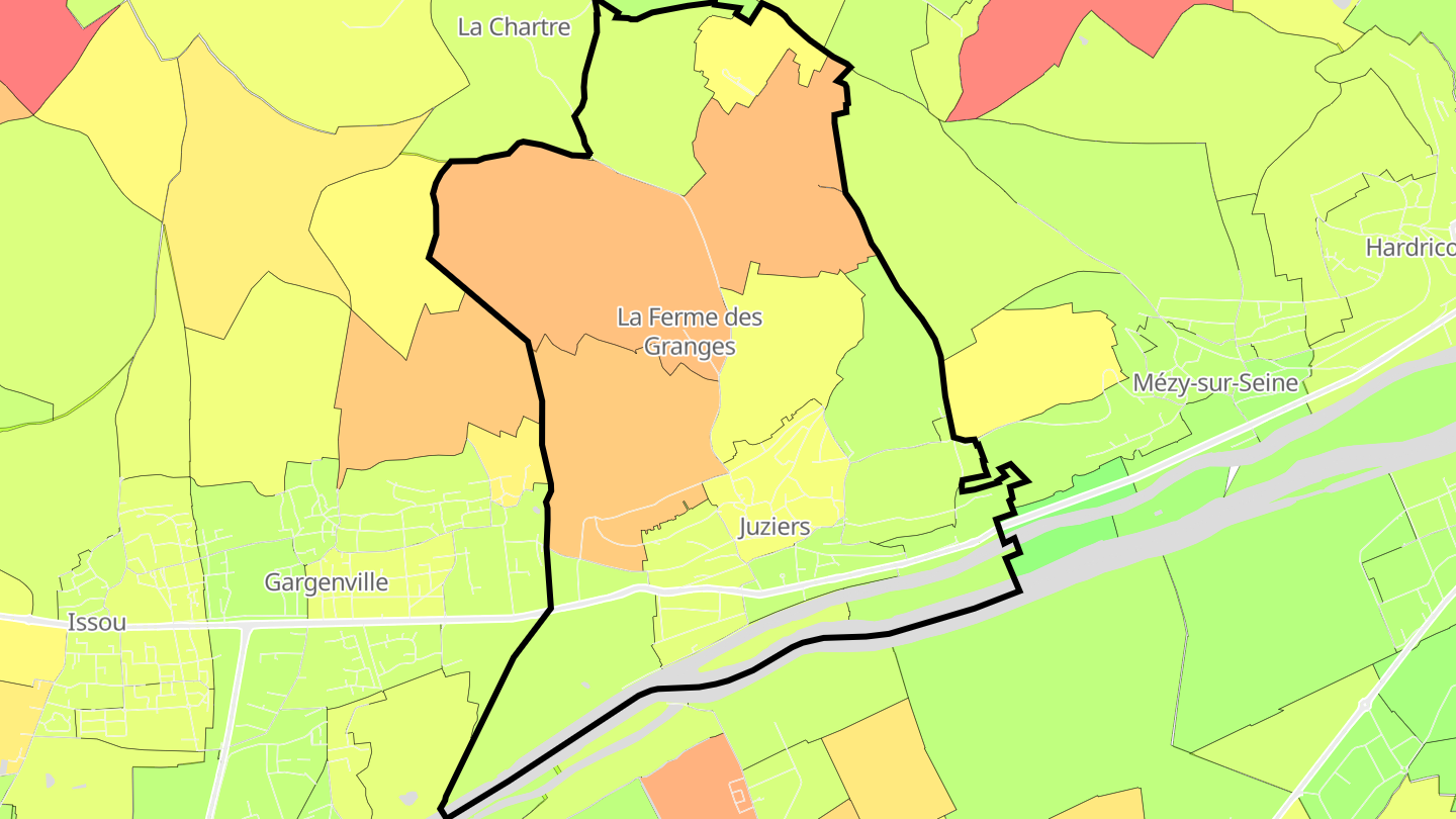 Carte des prix de l'immobilier Juziers