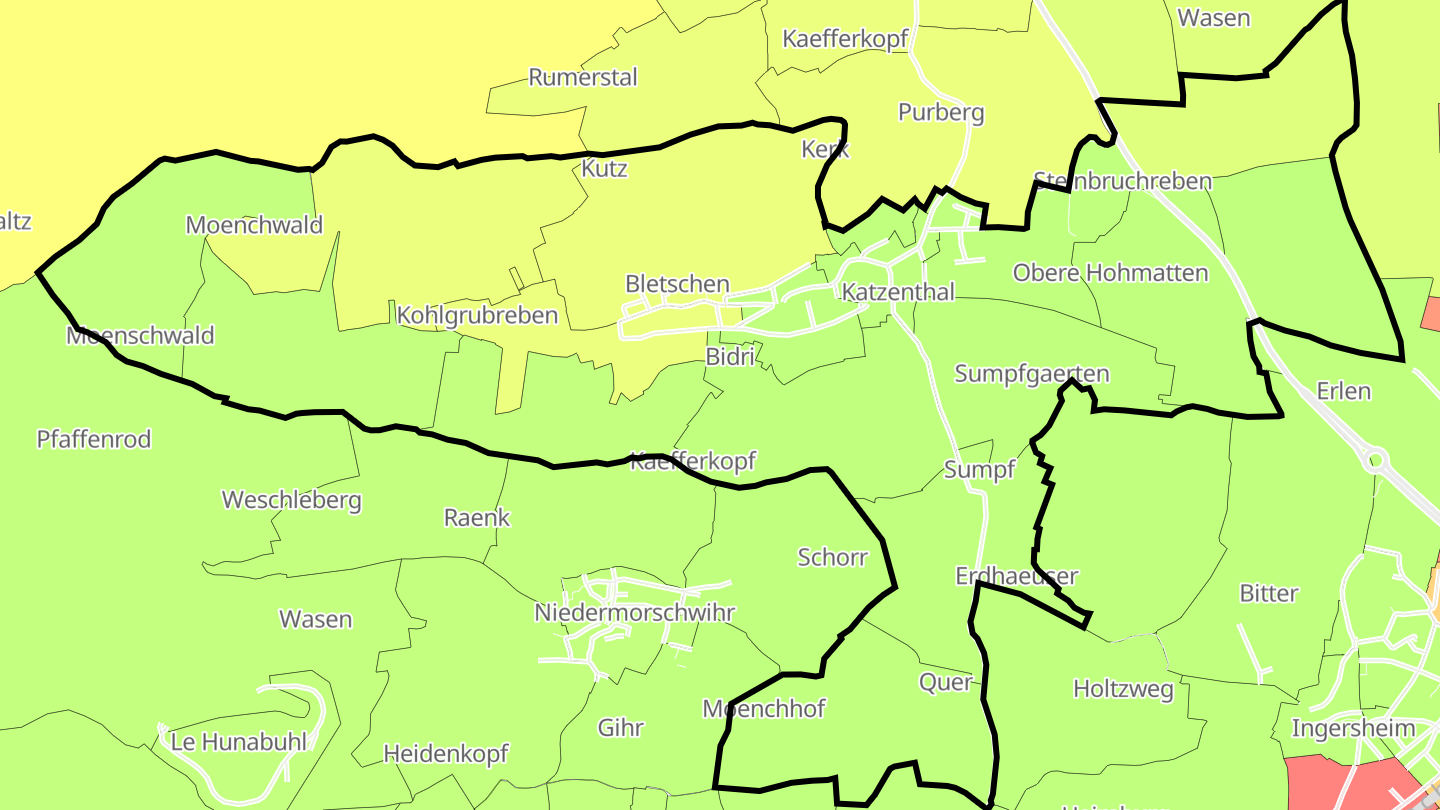 Carte des prix de l'immobilier Katzenthal