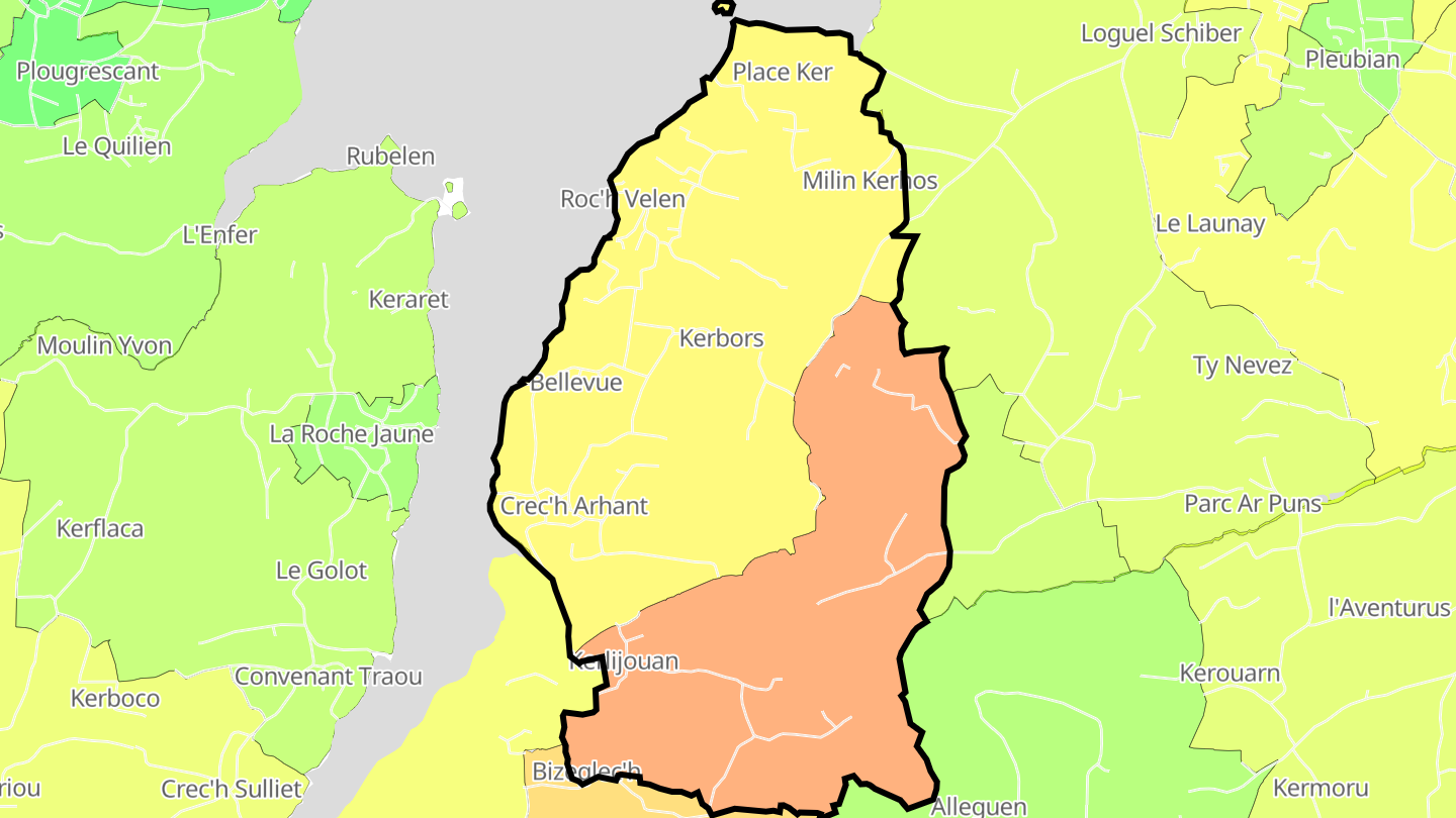Carte des prix de l'immobilier Kerbors