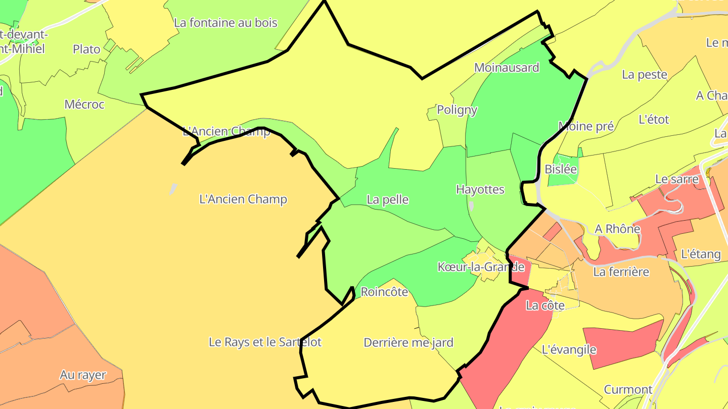 Carte des prix de l'immobilier Kœur-la-Grande