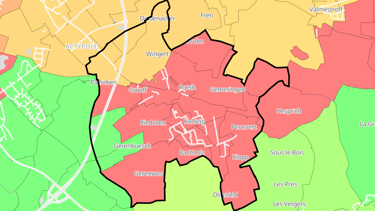 Carte des prix de l'immobilier Kuntzig