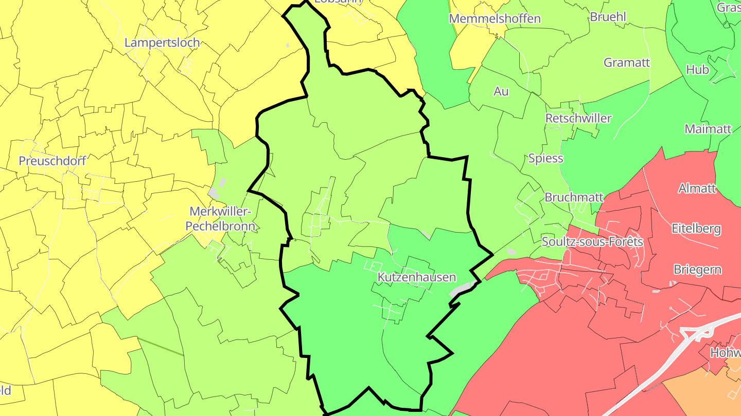 Carte des prix de l'immobilier Kutzenhausen