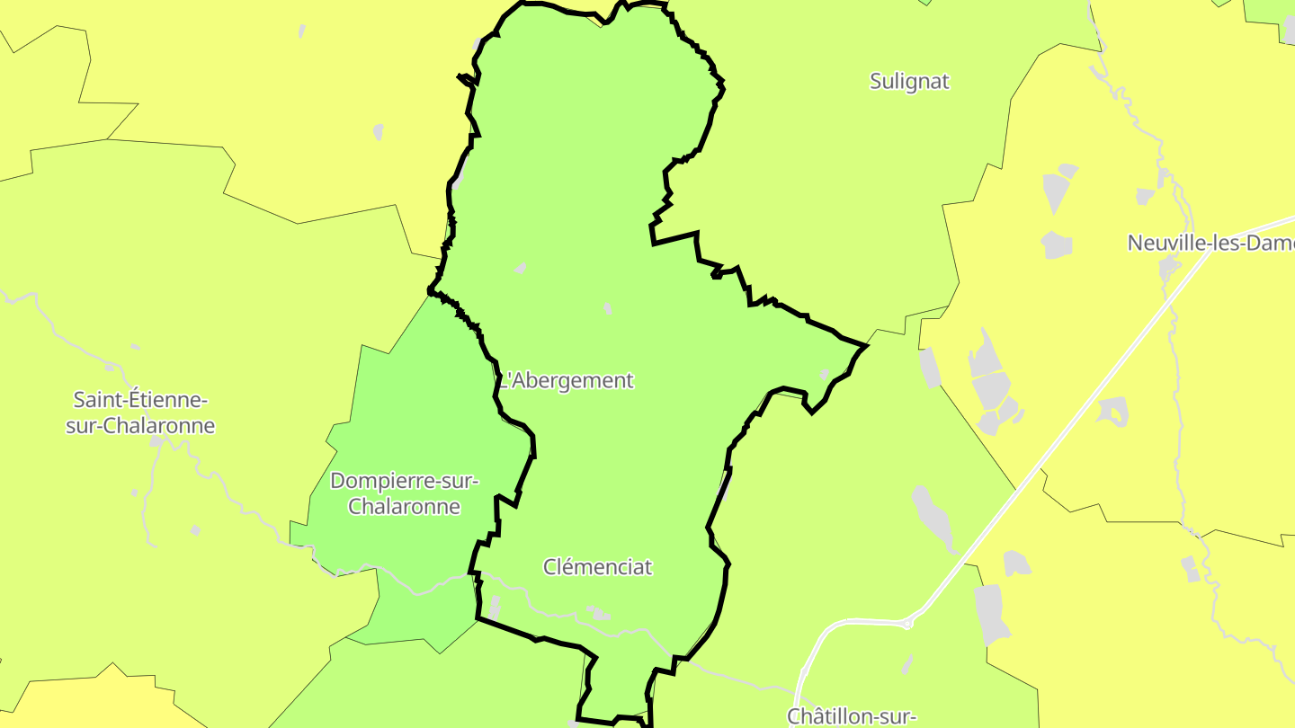 Carte des prix de l'immobilier L'Abergement-Clémenciat