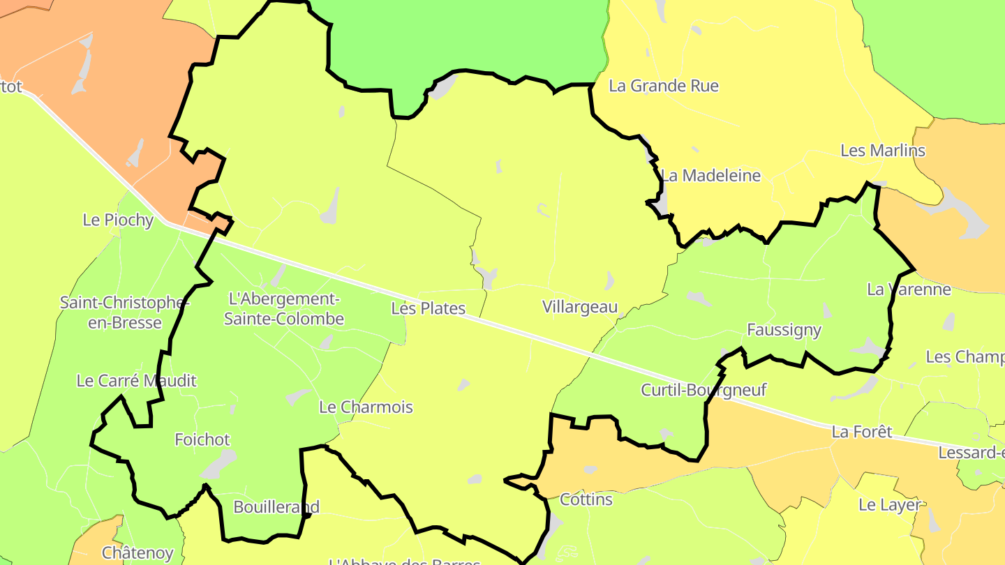 Carte des prix de l'immobilier L'Abergement-Sainte-Colombe