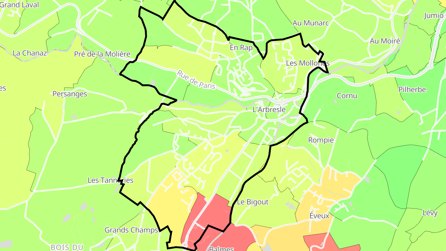 Carte des prix de l'immobilier L'Arbresle
