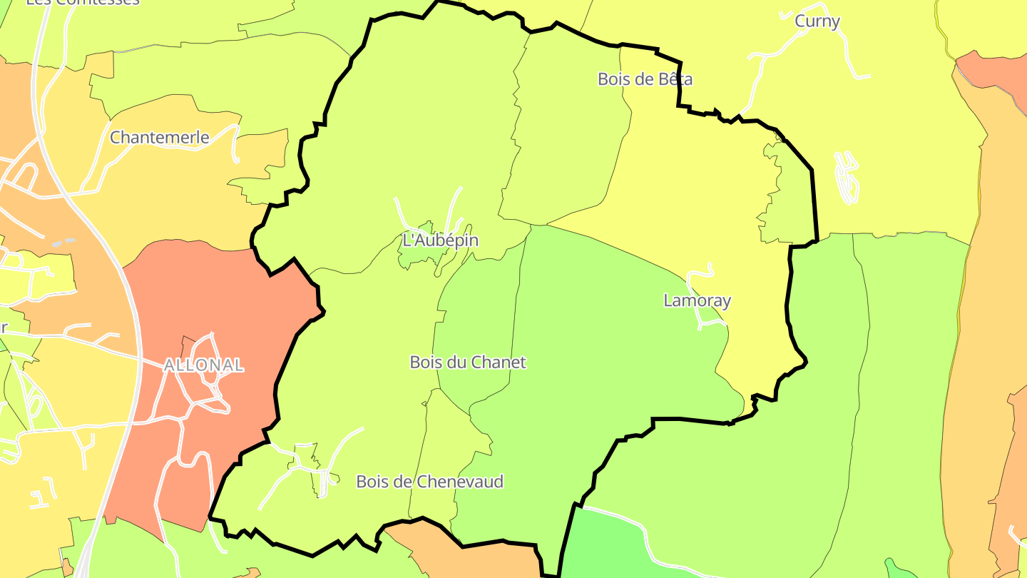 Carte des prix de l'immobilier L'Aubépin