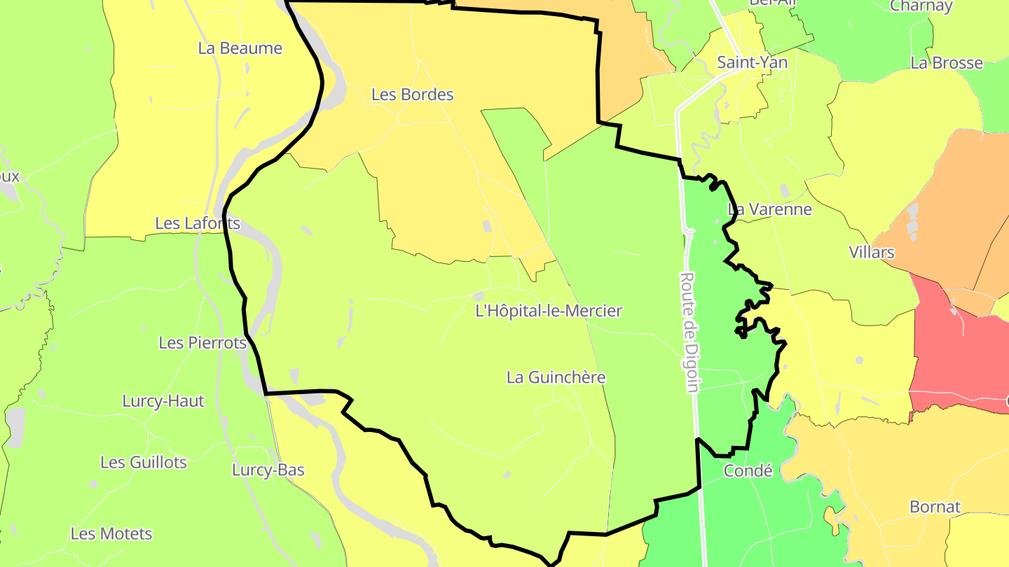 Carte des prix de l'immobilier L'Hôpital-le-Mercier