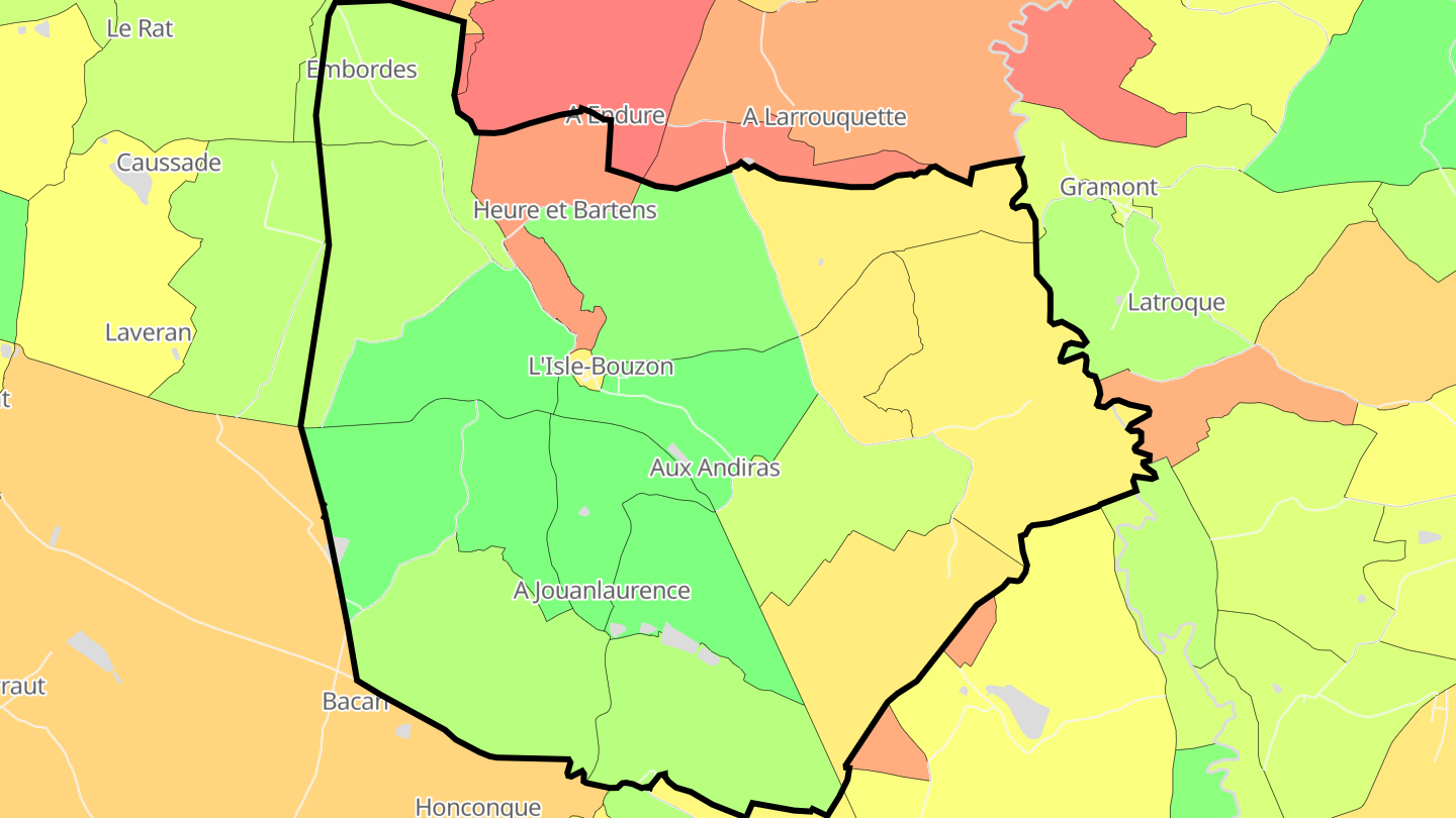 Carte des prix de l'immobilier L'Isle-Bouzon