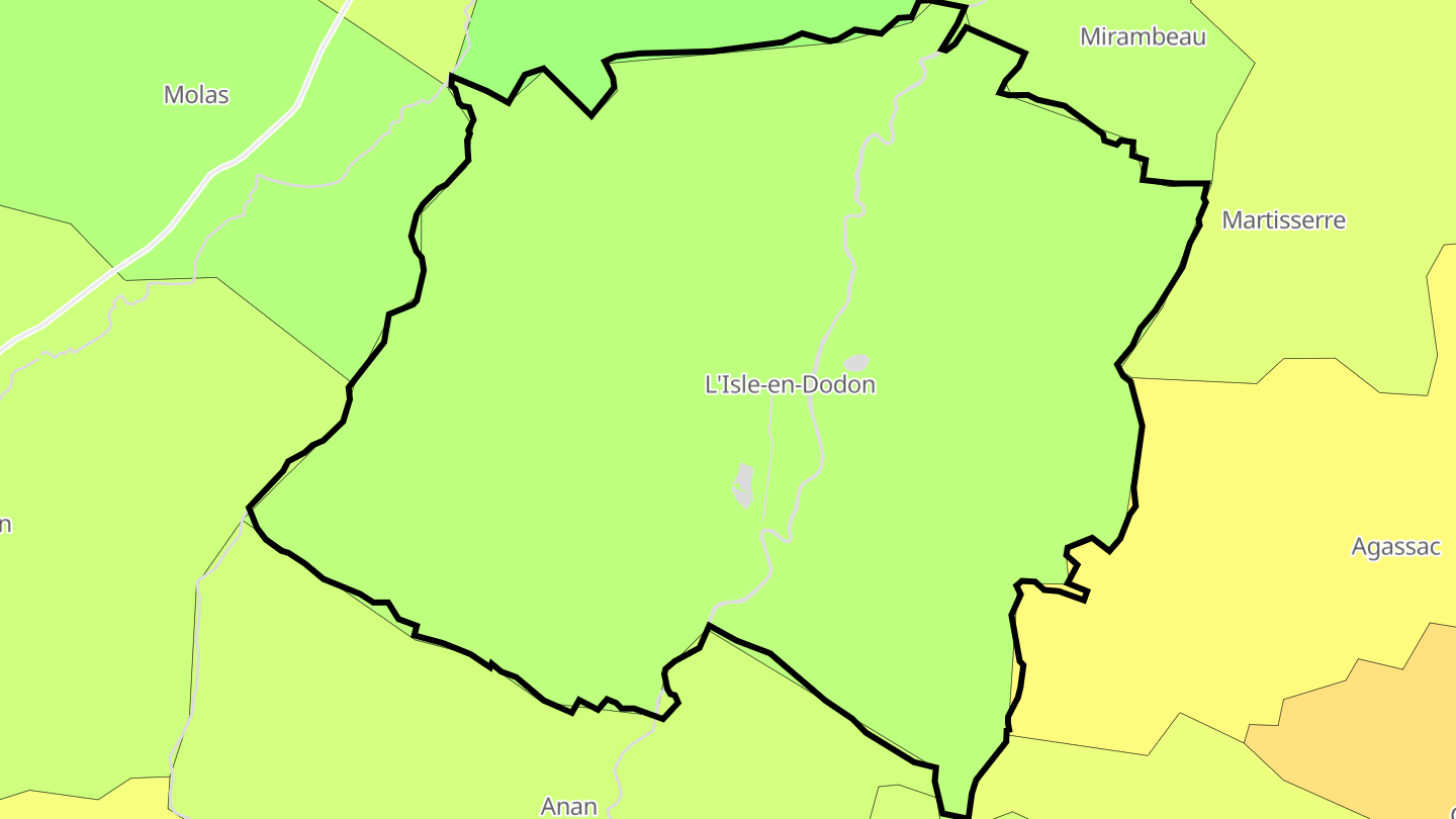 Carte des prix de l'immobilier L'Isle-en-Dodon