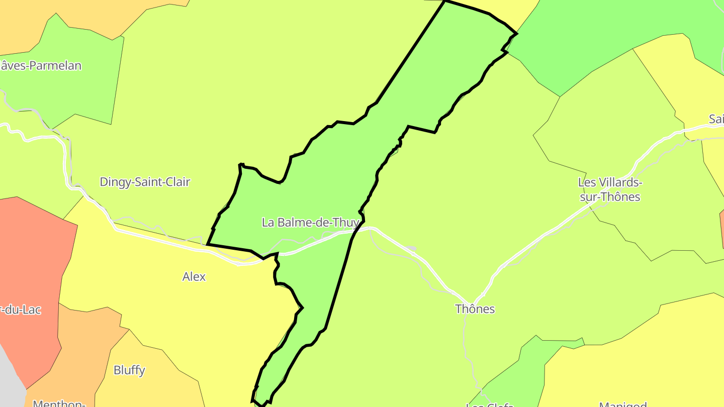 Carte des prix de l'immobilier La Balme-de-Thuy