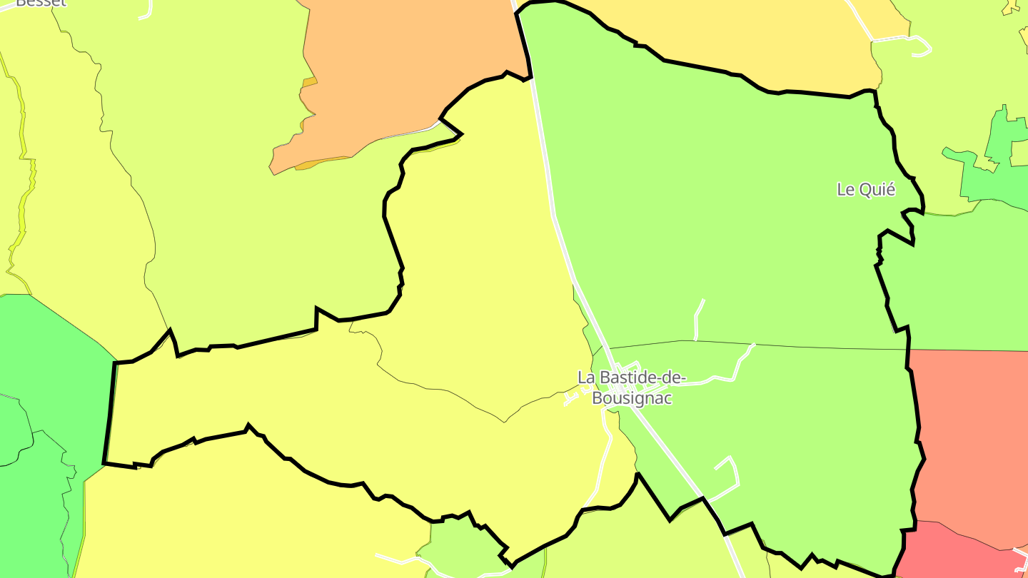 Carte des prix de l'immobilier La Bastide-de-Bousignac