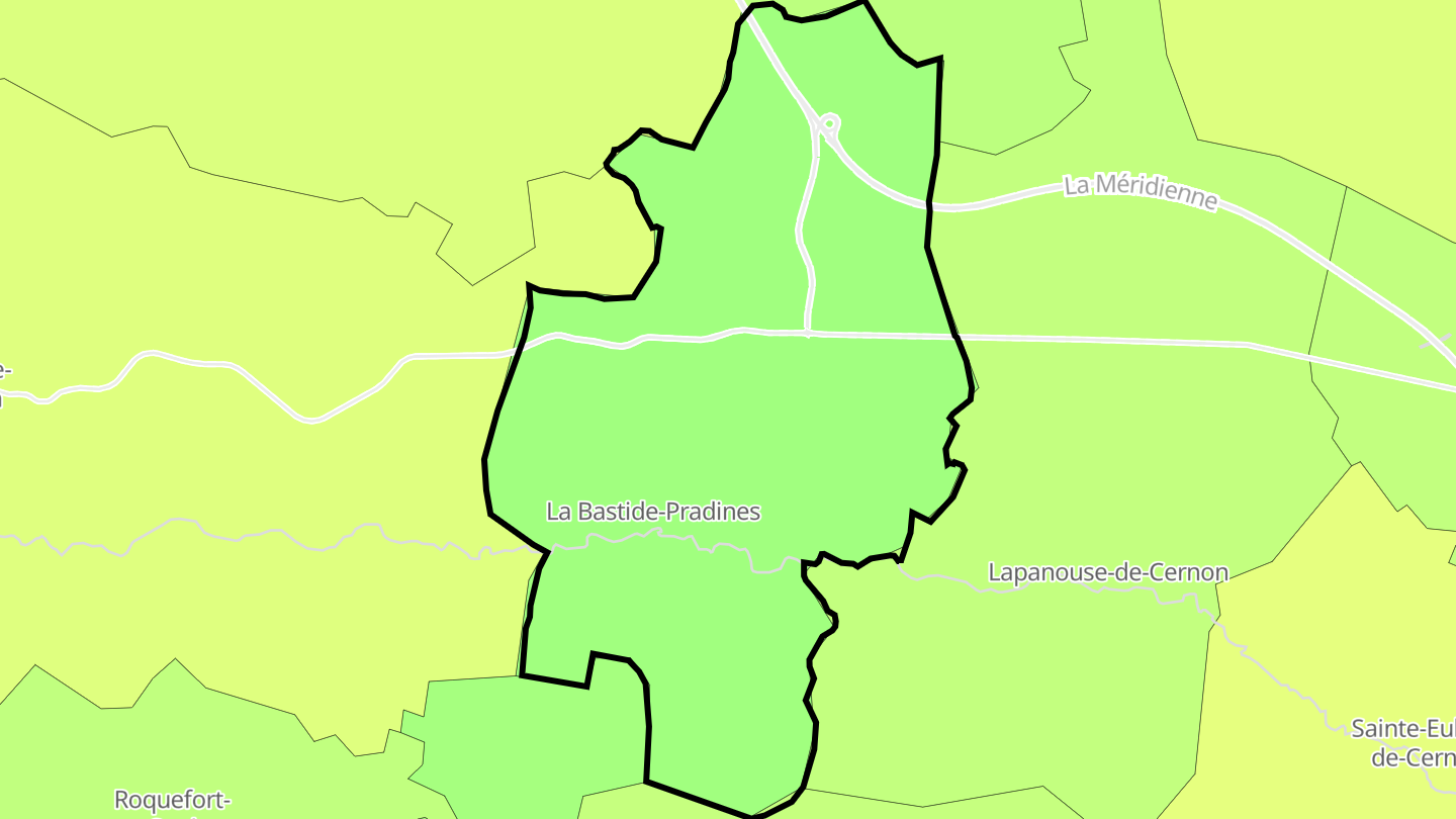 Carte des prix de l'immobilier La Bastide-Pradines
