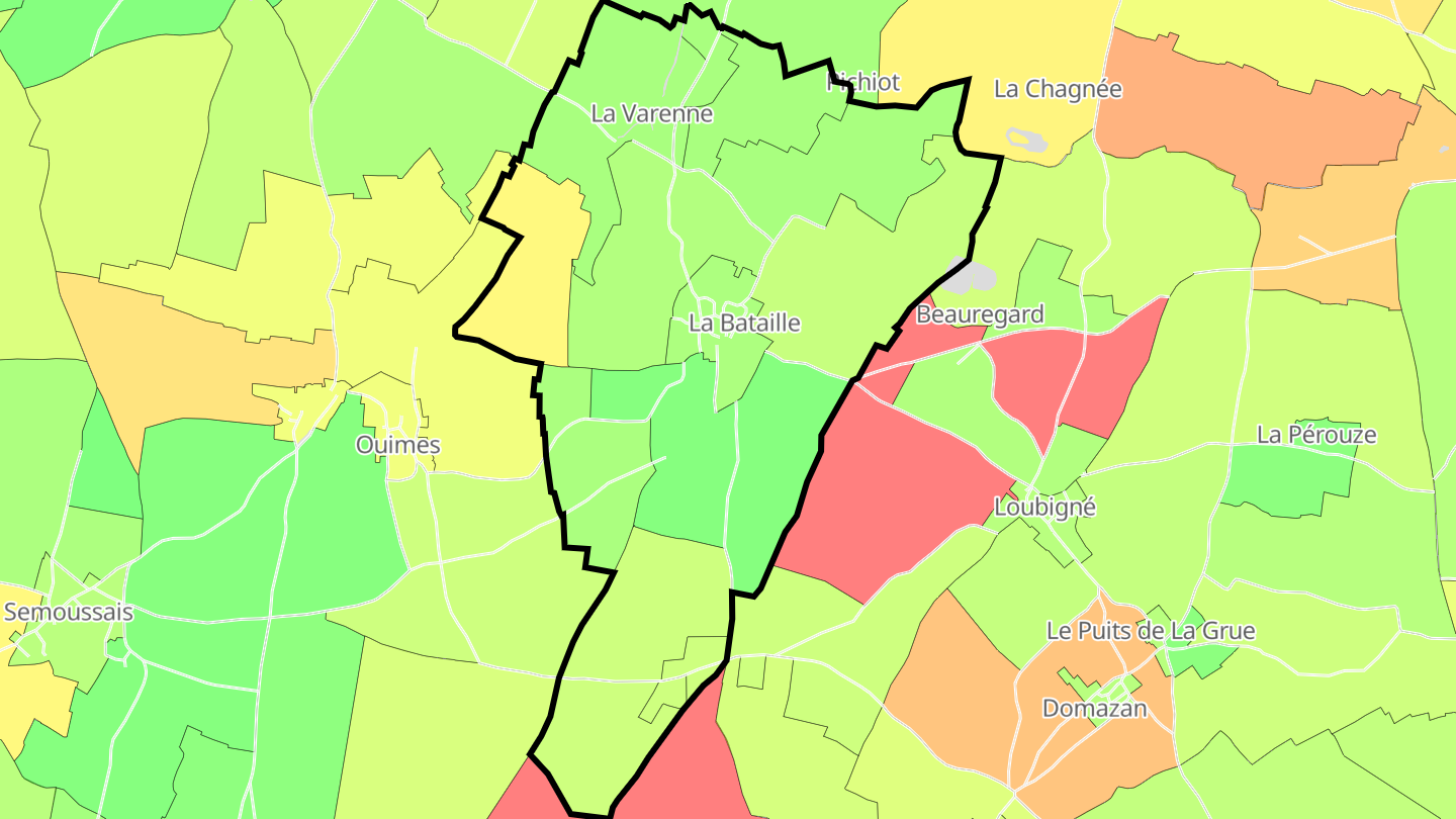 Carte des prix de l'immobilier La Bataille