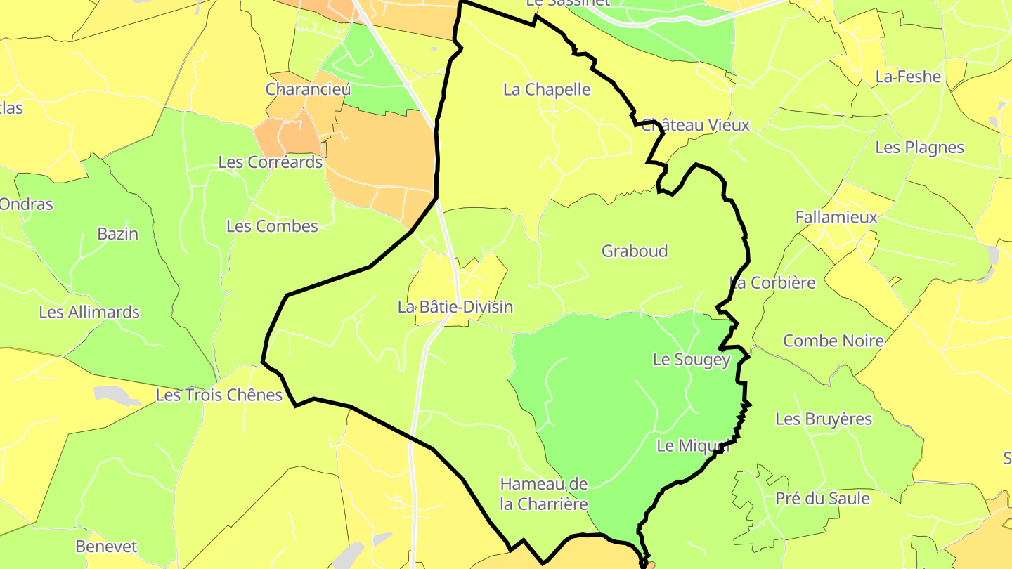 Carte des prix de l'immobilier La Bâtie-Divisin