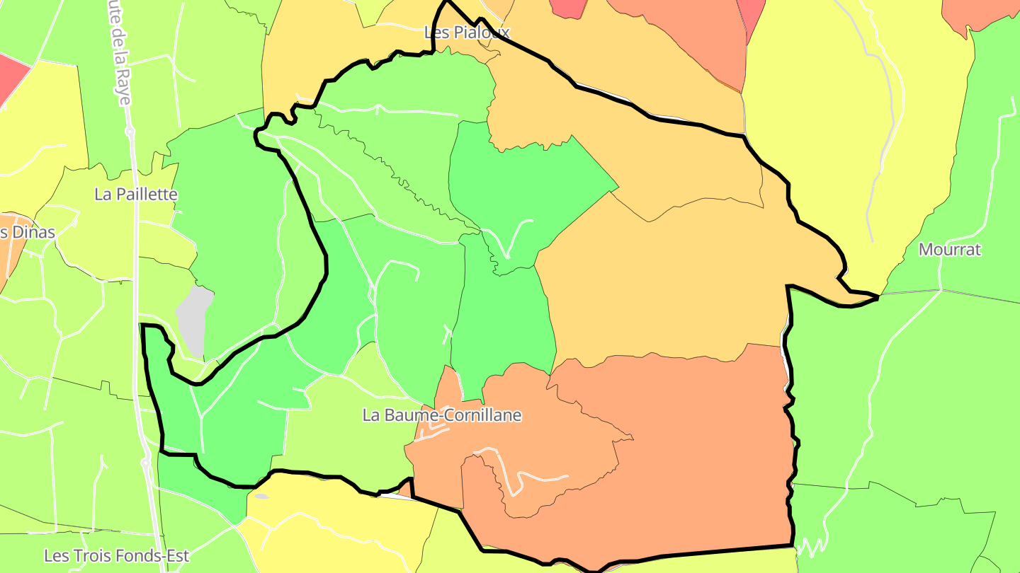 Carte des prix de l'immobilier La Baume-Cornillane