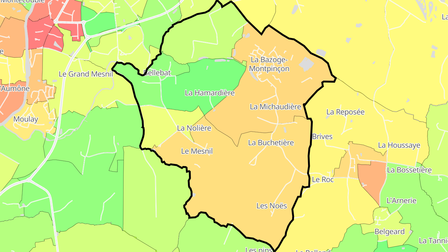 Carte des prix de l'immobilier La Bazoge-Montpinçon