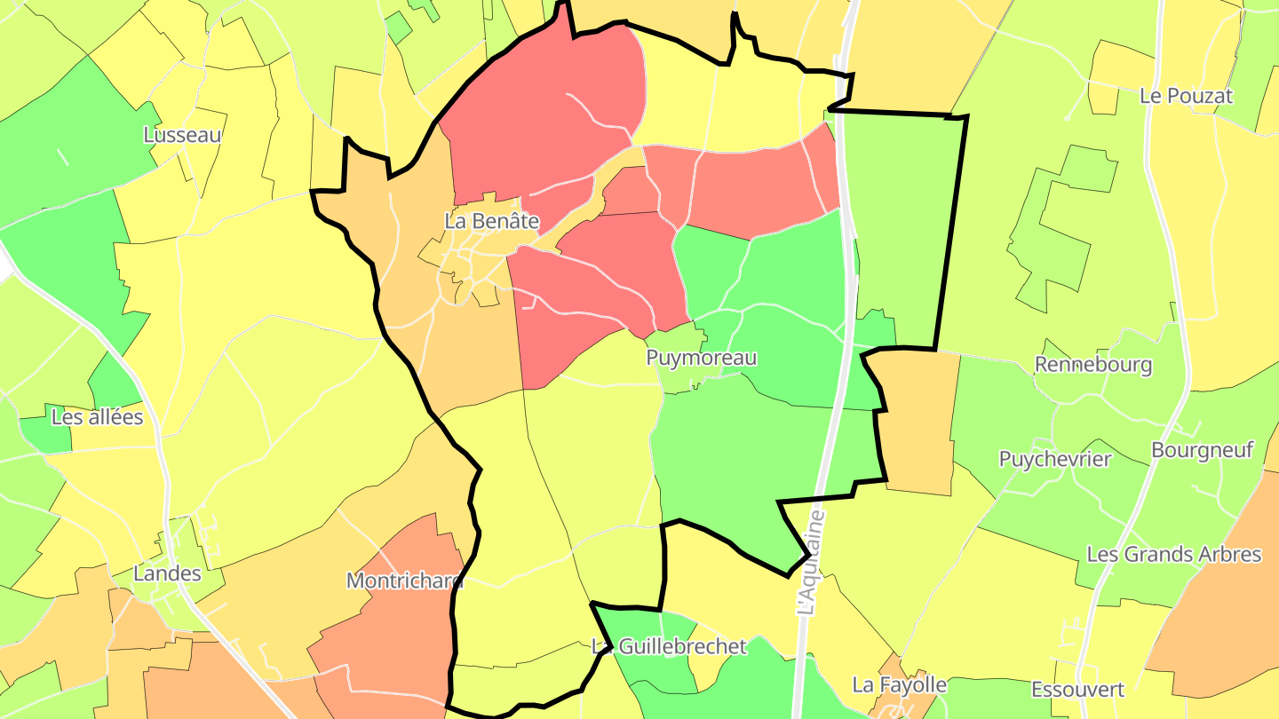 Carte des prix de l'immobilier La Benâte
