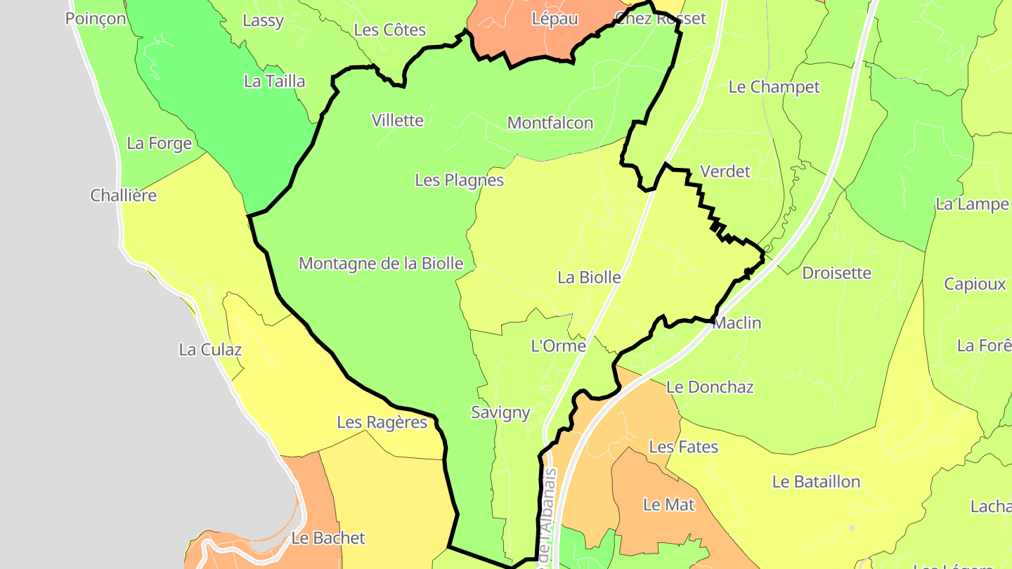Carte des prix de l'immobilier La Biolle