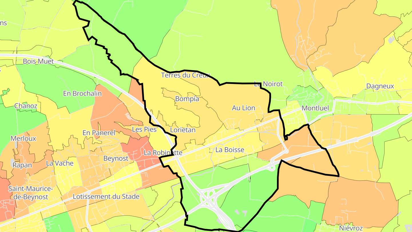 Carte des prix de l'immobilier La Boisse