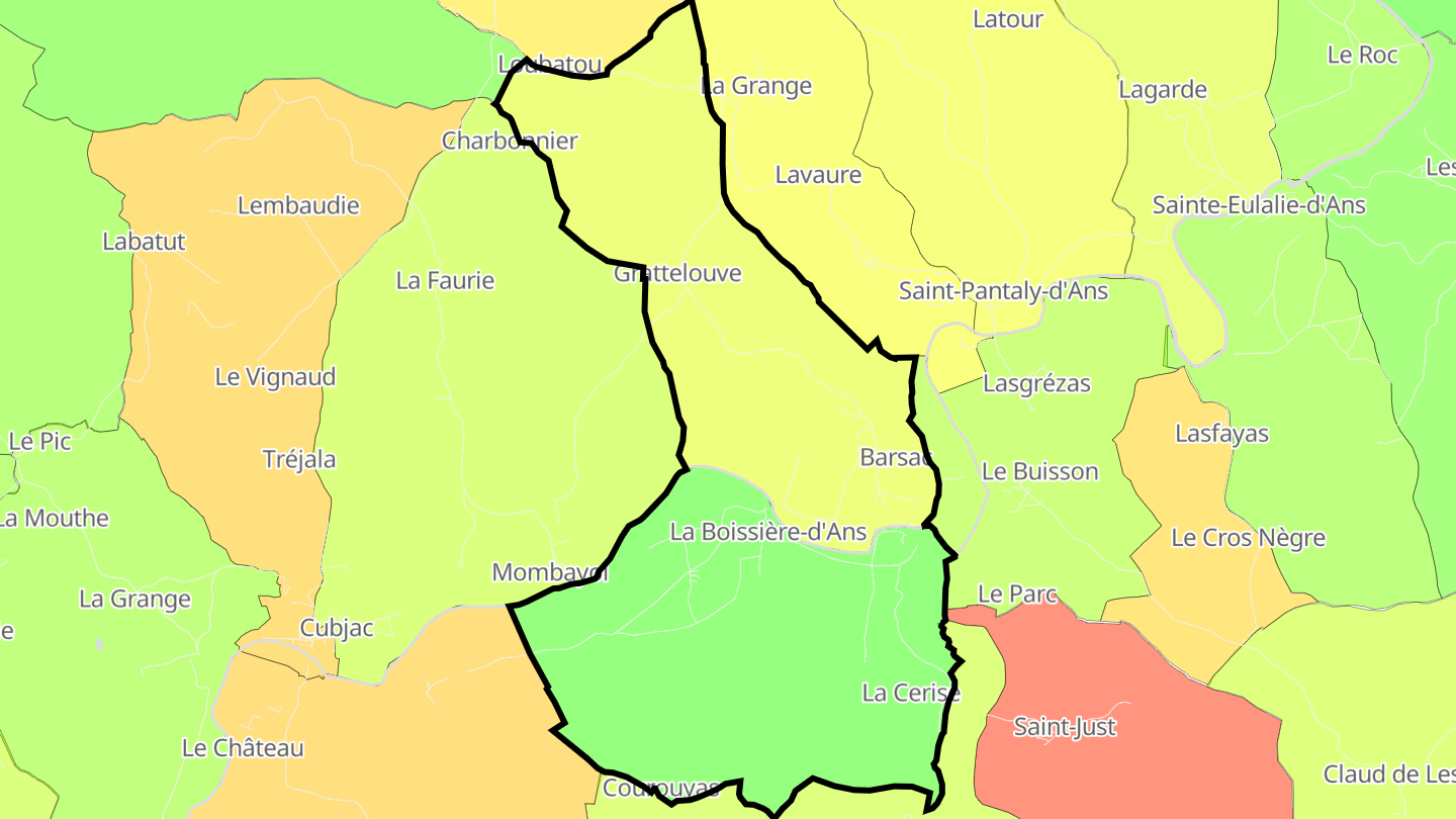 Carte des prix de l'immobilier La Boissière-d'Ans
