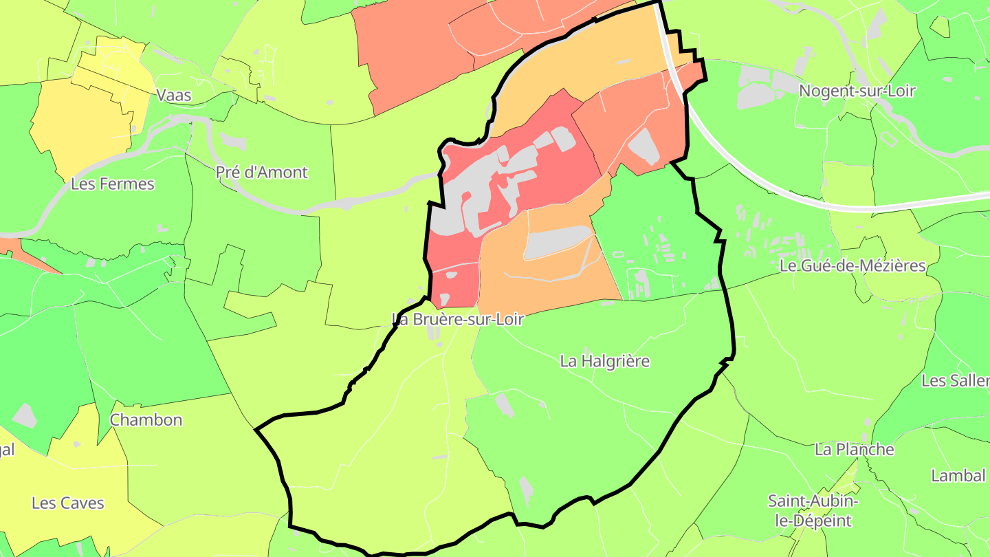 Carte des prix de l'immobilier La Bruère-sur-Loir