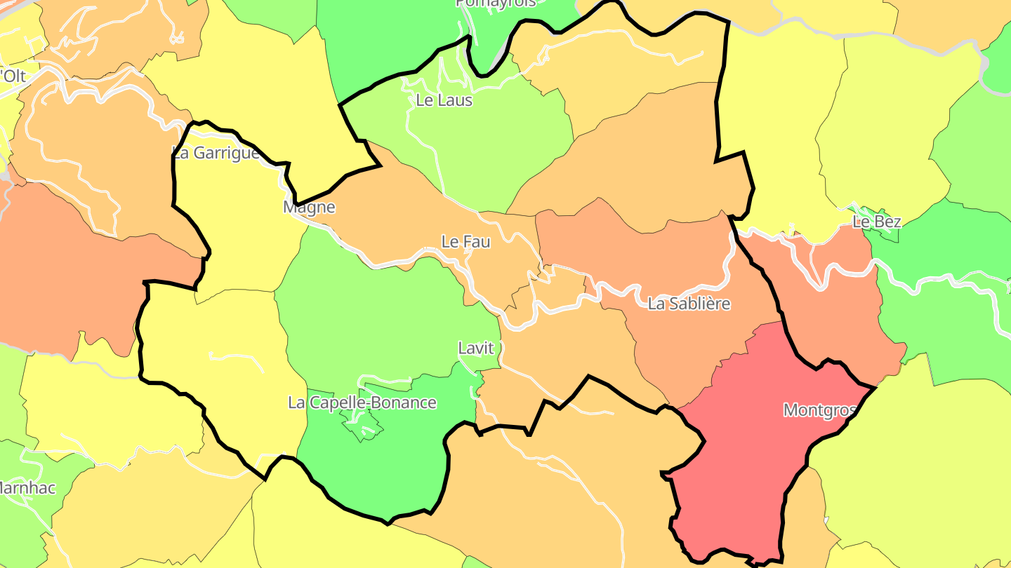 Carte des prix de l'immobilier La Capelle-Bonance