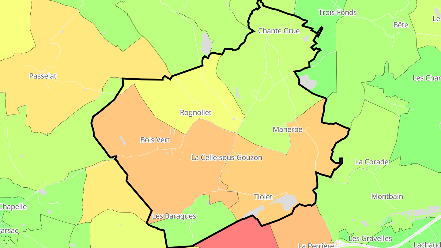 Carte des prix de l'immobilier La Celle-sous-Gouzon